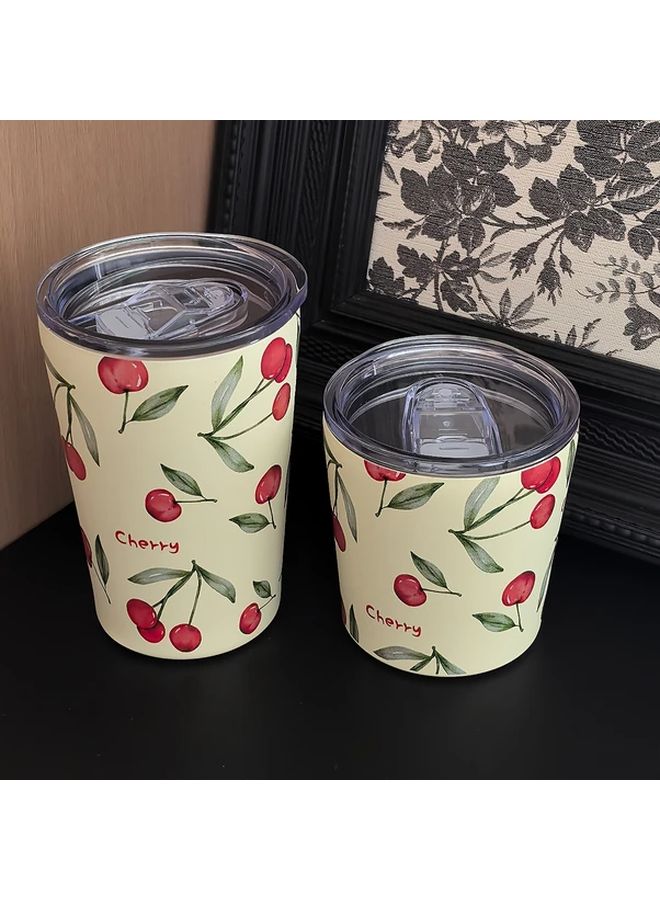 Double Layer Stainless Steel Thermal Insulation Cup 11 83oz Big Red Cherry Pattern - Image 1